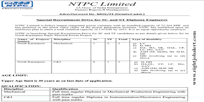 National Thermal Power Corporation Limited Diploma Engineering Job Opportunities