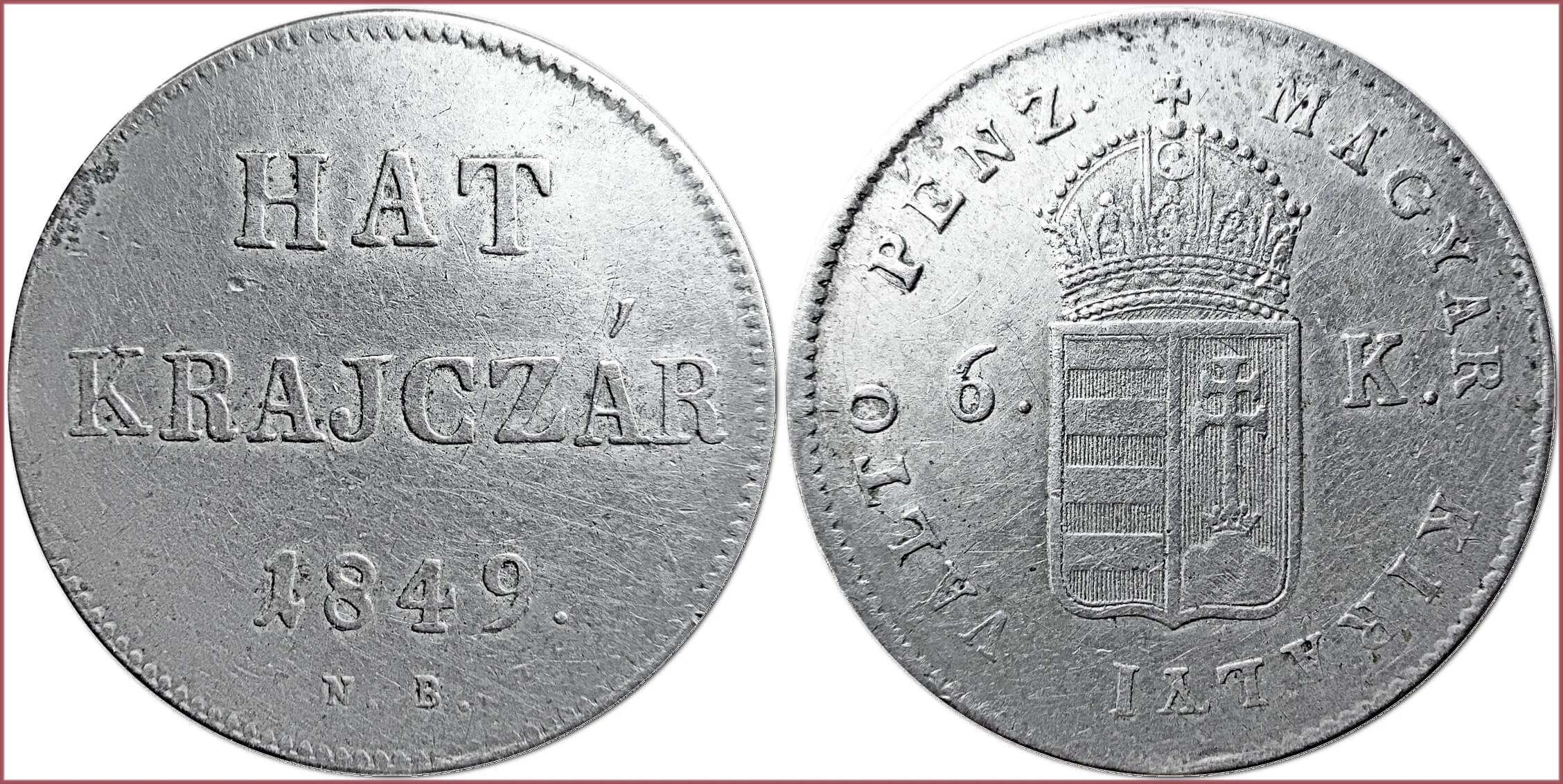 6 krajczár, 1849: Kingdom of Hungary (Hungarian Revolution of 1848-1849)