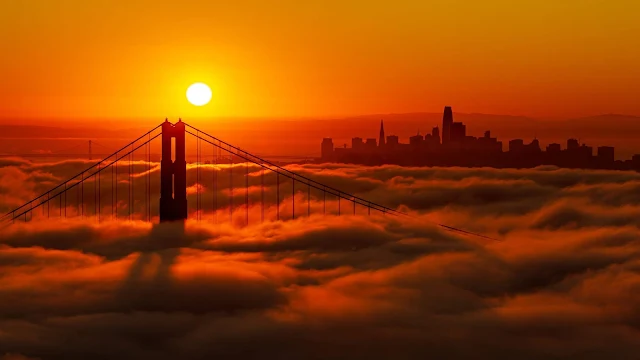 Linda Paisagem Ponte nas Nuvens Papel de Parede 4k, hd. 