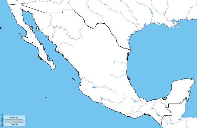 Outline Map for Mexico, Mexico Outline Map