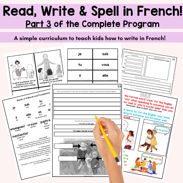 French Writing Curriculum Unit 3 Flatlay