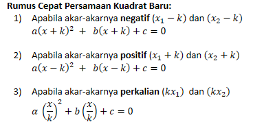 Rumus Persamaan Kuadrat Baru