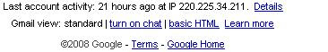 Session details in gmail