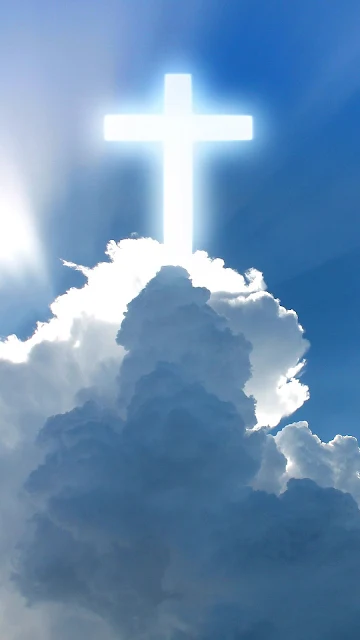 Papel de Parede Religioso Cruz Sobre Nuvens