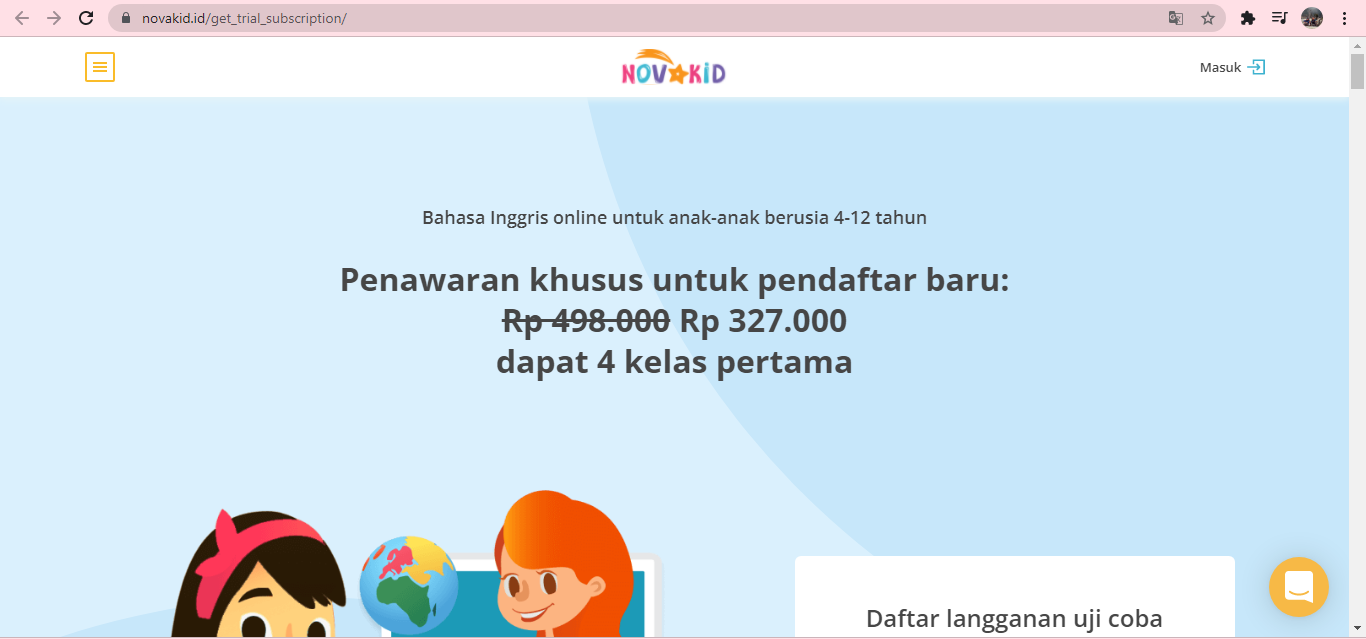 promo les bahasa inggris online novakid