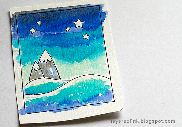 Layers of ink - Dimensional Winter Scene in an Altered Tin Tutorial by Anna-Karin Evaldsson.