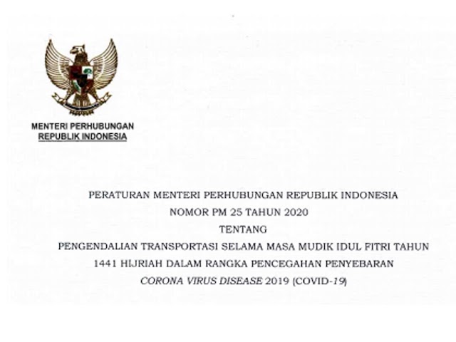 Permenhub Nomor 25 Tahun 2020 tentang Pengendalian Transportasi Selama Musim Mudik Idul Fitri 1441 H