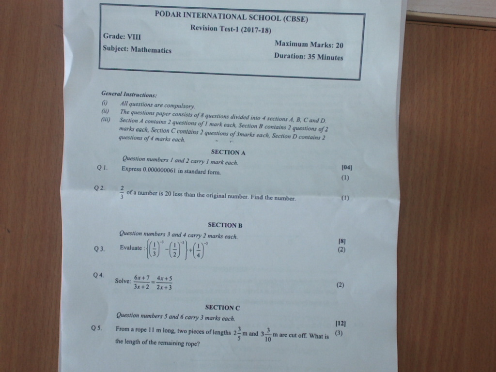 maths8 Revision  Worksheet Paper 