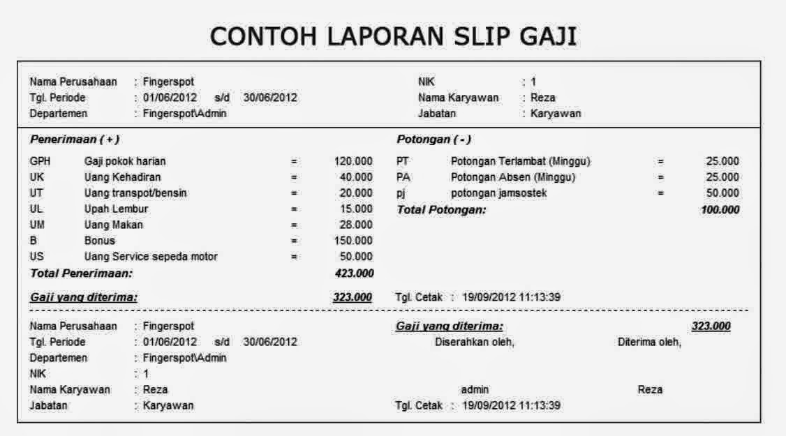 Kumpulan Contoh Slip Gaji Terbaru Lengkap dan Gambar 