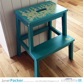 Decorating a wooden IKEA kitchen stool with heat transfer (HTV) or sign vinyl. By Janet Packer (Crafting Quine) on the Silhouette UK Blog.