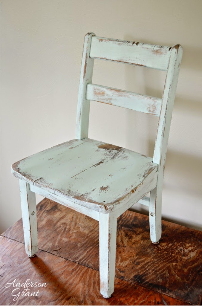 Hand painted and distressed kid's chair from www.andersonandgrant.com