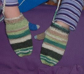 picture of first knitted mittens