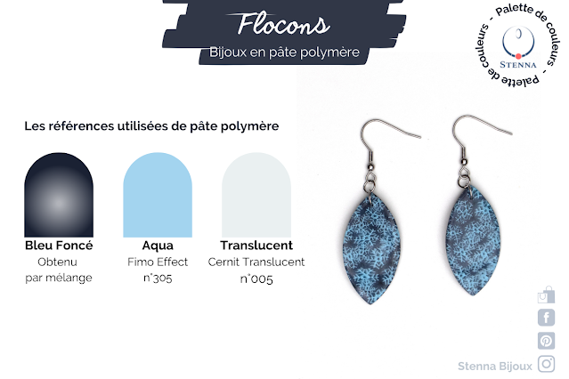 palette de couleurs nuancier polymère flocons bleus stenna bijoux fantaisie polymere faits main lille