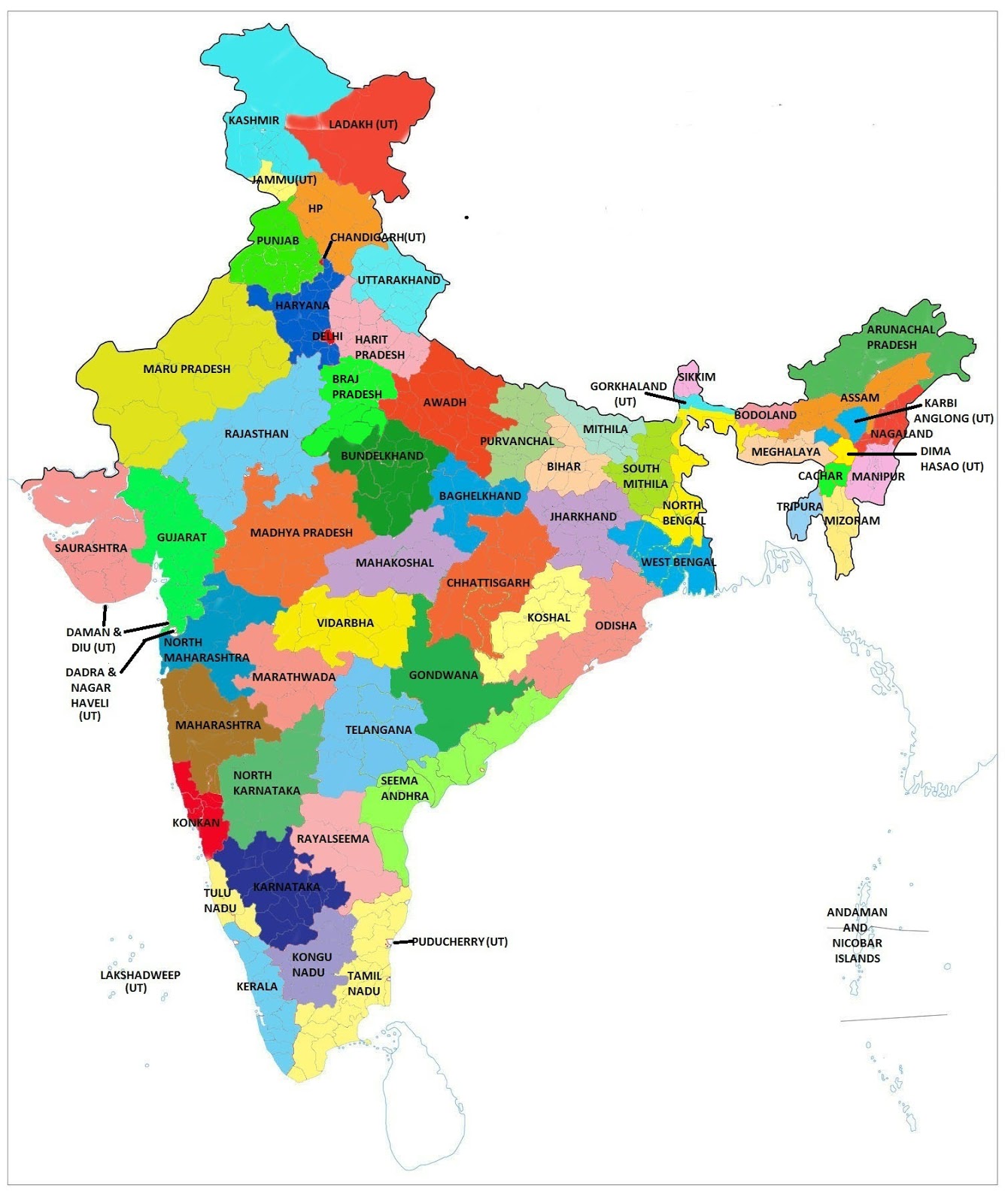 States And Cities Of India Map