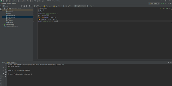 Tính tổng S(n) = 1/3 + 1/5 + … + 1/(2n + 1) trong Python