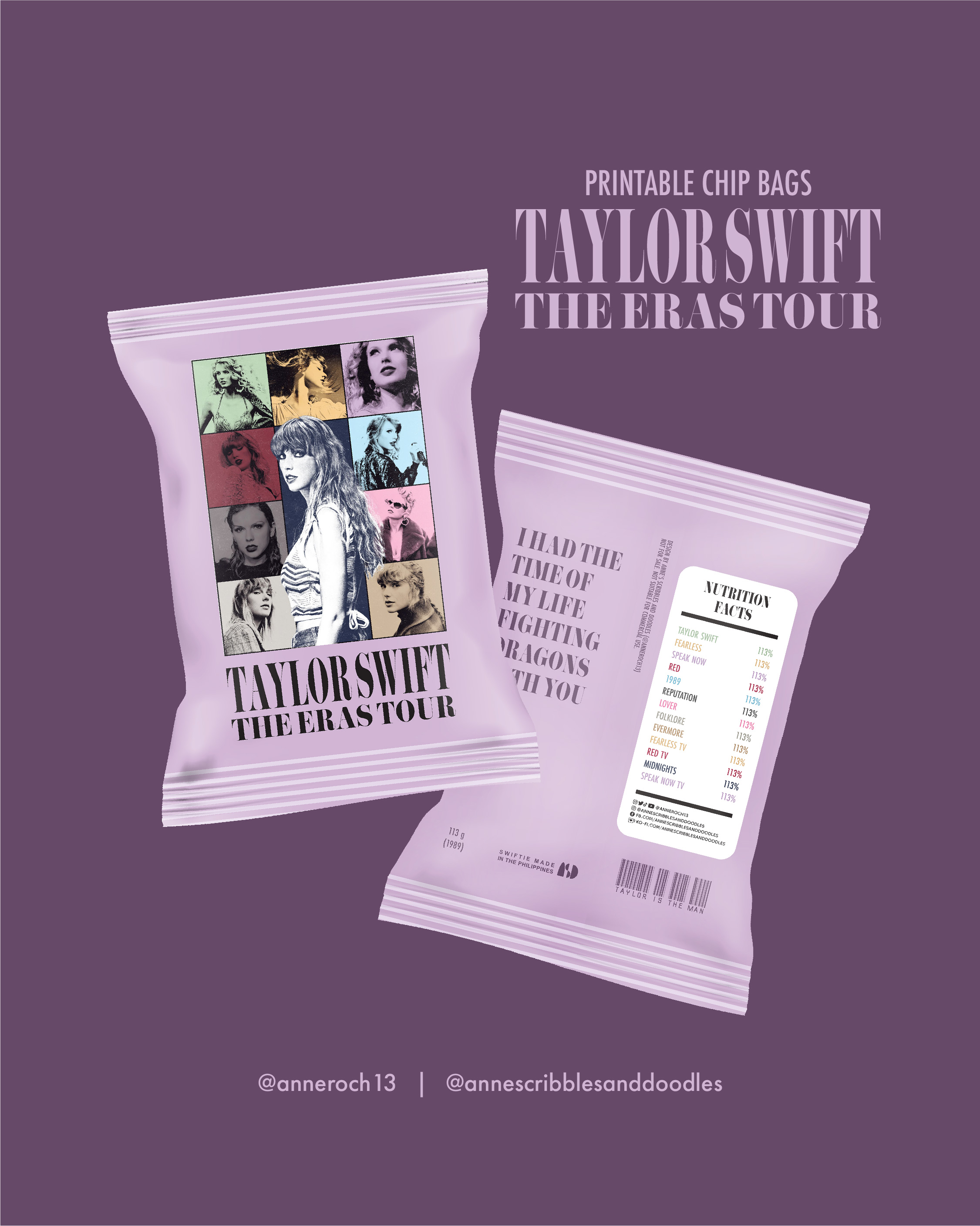 Printable Chip Bags: Swiftie (Taylor Swift: The Eras Tour)