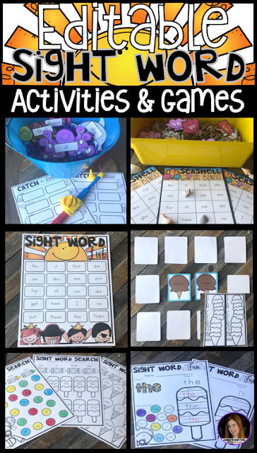 Are you looking for summer themed sight word activities, printables and games that you can change to meet the needs of your kindergarten and/or first grade children? Then, you will love Summer Editable Sight Words Printables, Activities and Games. Type in 20 sight words on one list and they will spread throughout all of the activities.