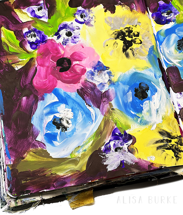 finger painted flowers