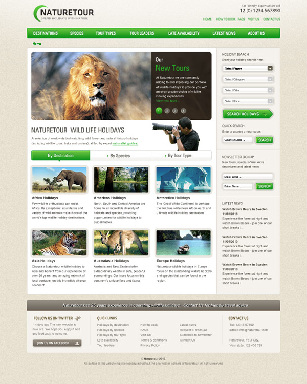 Free PSD Website Template for Nature Enthusiast