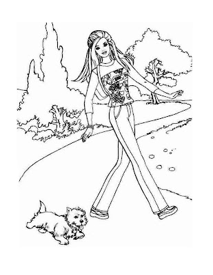 Download Barbie Coloring Pages: Barbie and Puppy Coloring Pages