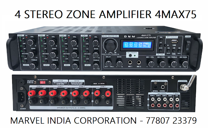 4 Zone Stereo Amplifier 4Max75W 