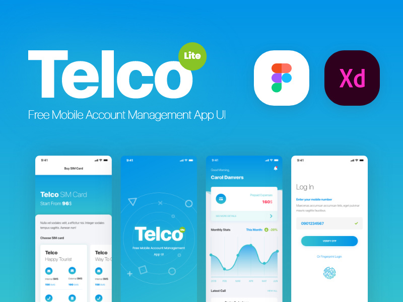 Mobile Management App Xd UI Kit | Telco Lite Mobile Management App Xd UI Kit | Telco Lite