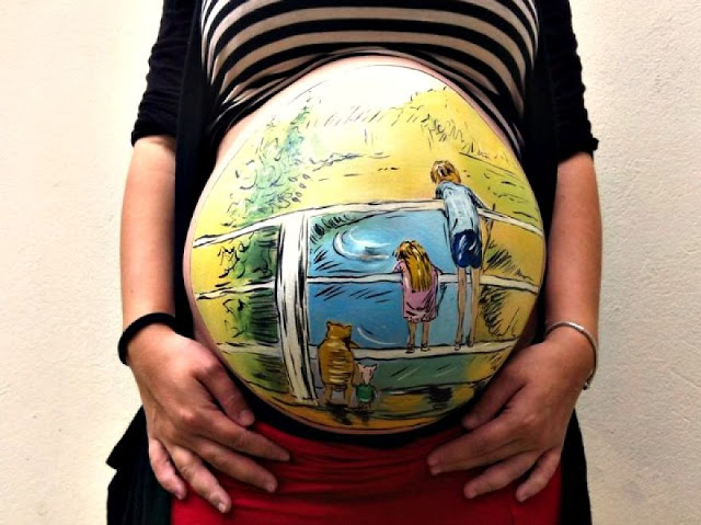 Baby bumps painting with funny characters