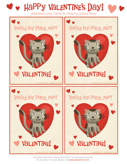 Kitten and Cat Printable Valentines @michellepaigeblogs.com