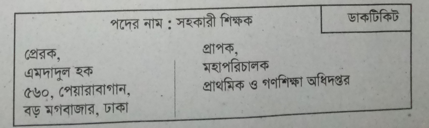 প্রাথমিক বিদ্যালয়ের শিক্ষক পদের জন্য আবেদন পত্র