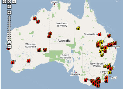 Map Australia Fires