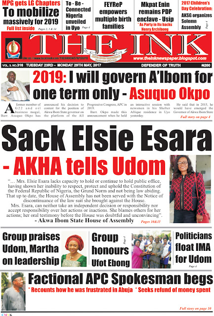 Latest Edition of THE INK NEWSPAPER, Uyo, Akwa Ibom State.