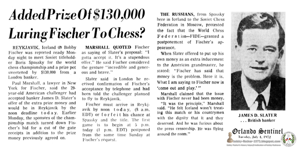 Added Prize Of $130,000 Luring Fischer To Chess?