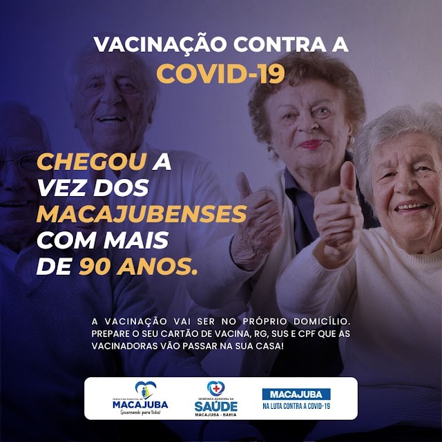 Macajuba começa a vacinar idosos com mais de 90 anos a partir desta terça-feira