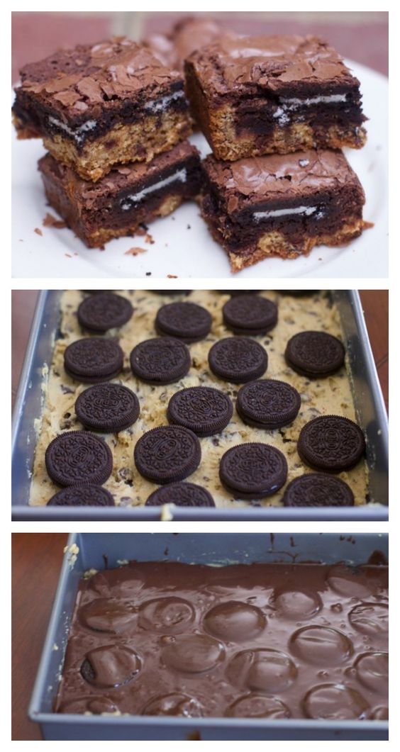 Need a dessert for a crowd? Make these slutty brownies for the perfect potluck dessert. Made with a brownie box mix and a cookie dough mix