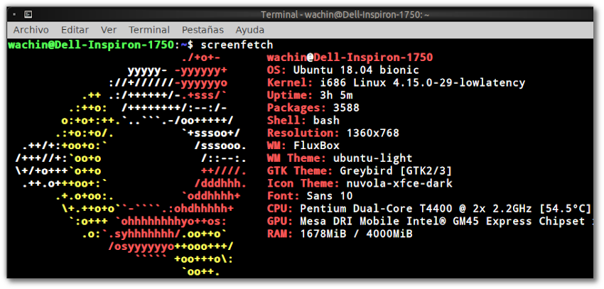 Información resumida y completa del Sistema Operativo Linux con screenfetch desde la Terminal