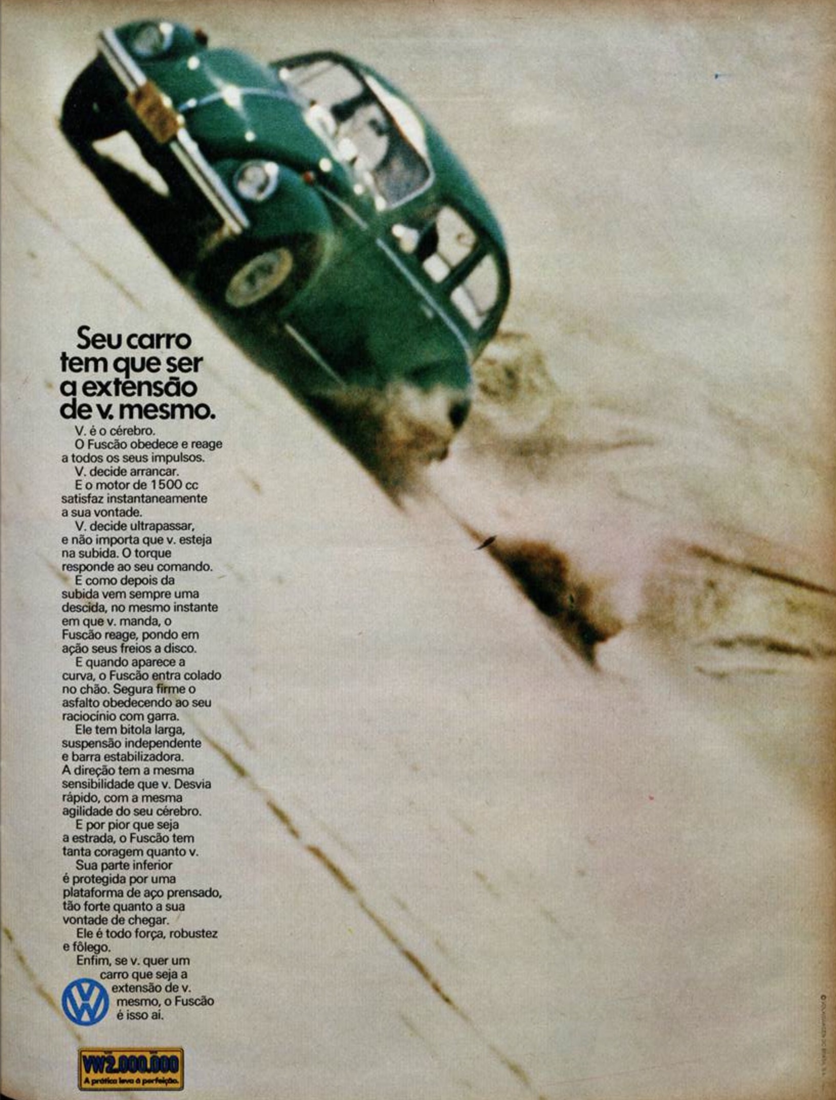 Propaganda antiga da Volkswagen promovendo o Fusca em 1973