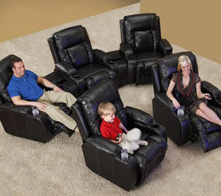 Family Enjoying Catnapper Top Gun Home Theater Seats