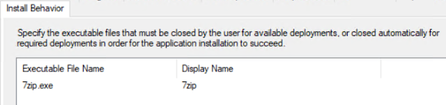 Specify the executable files that must be closed by the user for available deployments, or closed automatically for required deployments in order for the application installation to succeed.