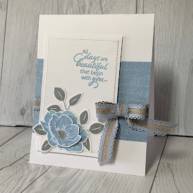 Card idea using Stampin' Up! Floral Essence and Scripty 3D Embossing Folder