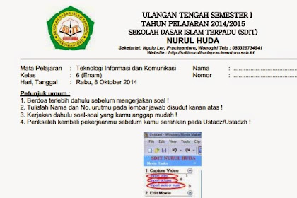 Download Soal UTS TIK Sekolah Dasar Semester 1 Tahun Ajaran 2014- 2015