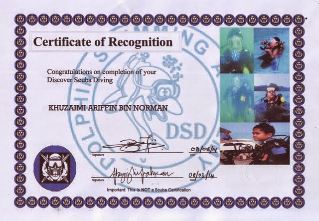 AWARD: Competencies of a recreational scuba diver at level 1 "Supervised Diver"