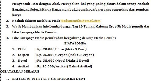 Lomba Menulis Puisi, Cerpen, dan Novel - Media Penulis 