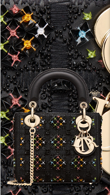 ♦Lady Dior small black cannage embroidered bag with multicolor threads sequins strass #brilliantluxury