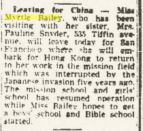 Climbing My Family Tree: ”Leaving for China” 20 September 1947, Findlay Republican Courier, p 9