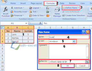 memebri nama pada range excel