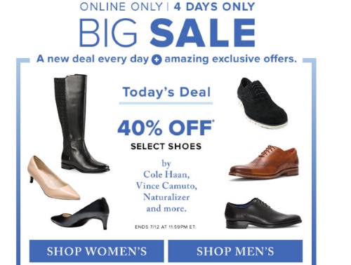Hudson's Bay Big Sale 40% Off Select Shoes
