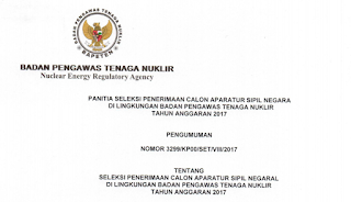 Penerimaan CPNS Terbaru Badan Pengawas Tenaga Nuklir