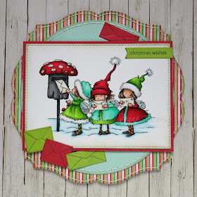 Colourful Christmas card using Fairy Post stamp by LOTV