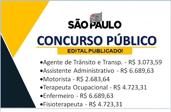 Aberto Concurso Público em SP para níveis fundamental, médio e superior com salários até R$ 6.689,63. Saiba mais