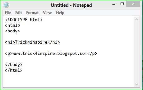 html notepade me kaise bnaye